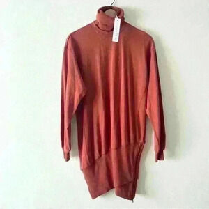 Young Fabulous & Broke XS Burnt Orange Turtleneck Tunic Length Sweatshirt Dress